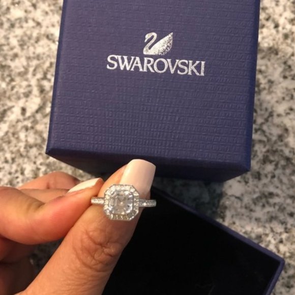Swarovski Ring 2 Bands Authentic w faux diamond crystal US 5.5 + a gift - Picture 8 of 8